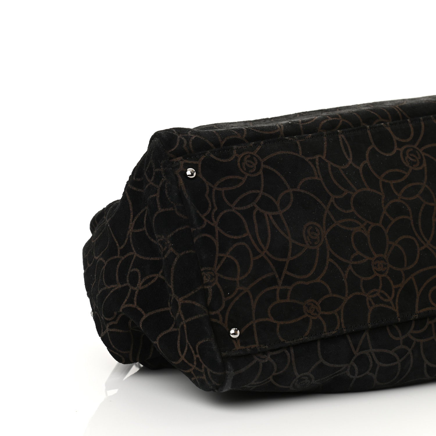 Chanel Suede Camellia Bowler Black 9 of 11