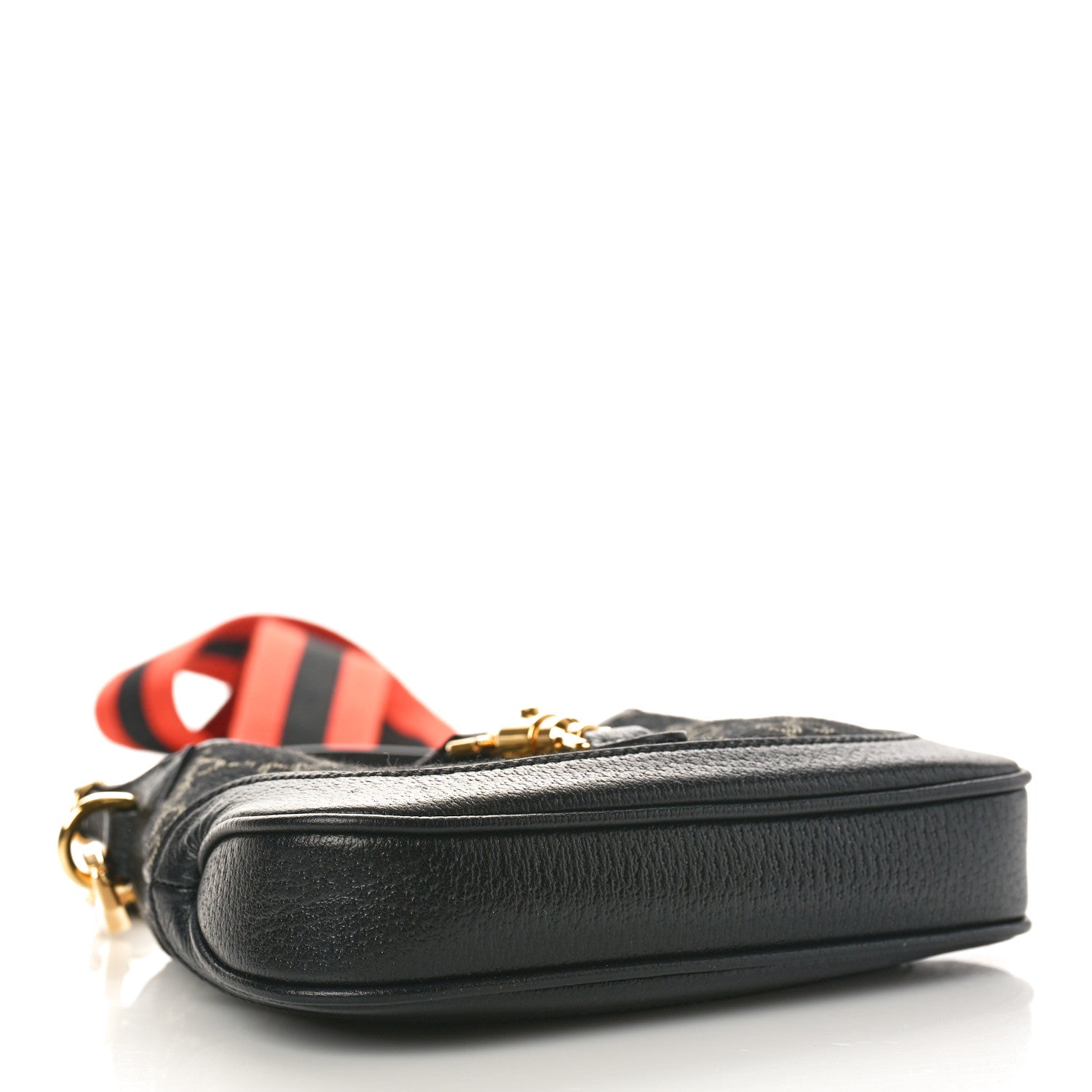 Gucci Jacquard Black Denim GG Monogram Textured Dollar Calfskin Mini Jackie 1961 Hobo Black Ivory 4 of 10