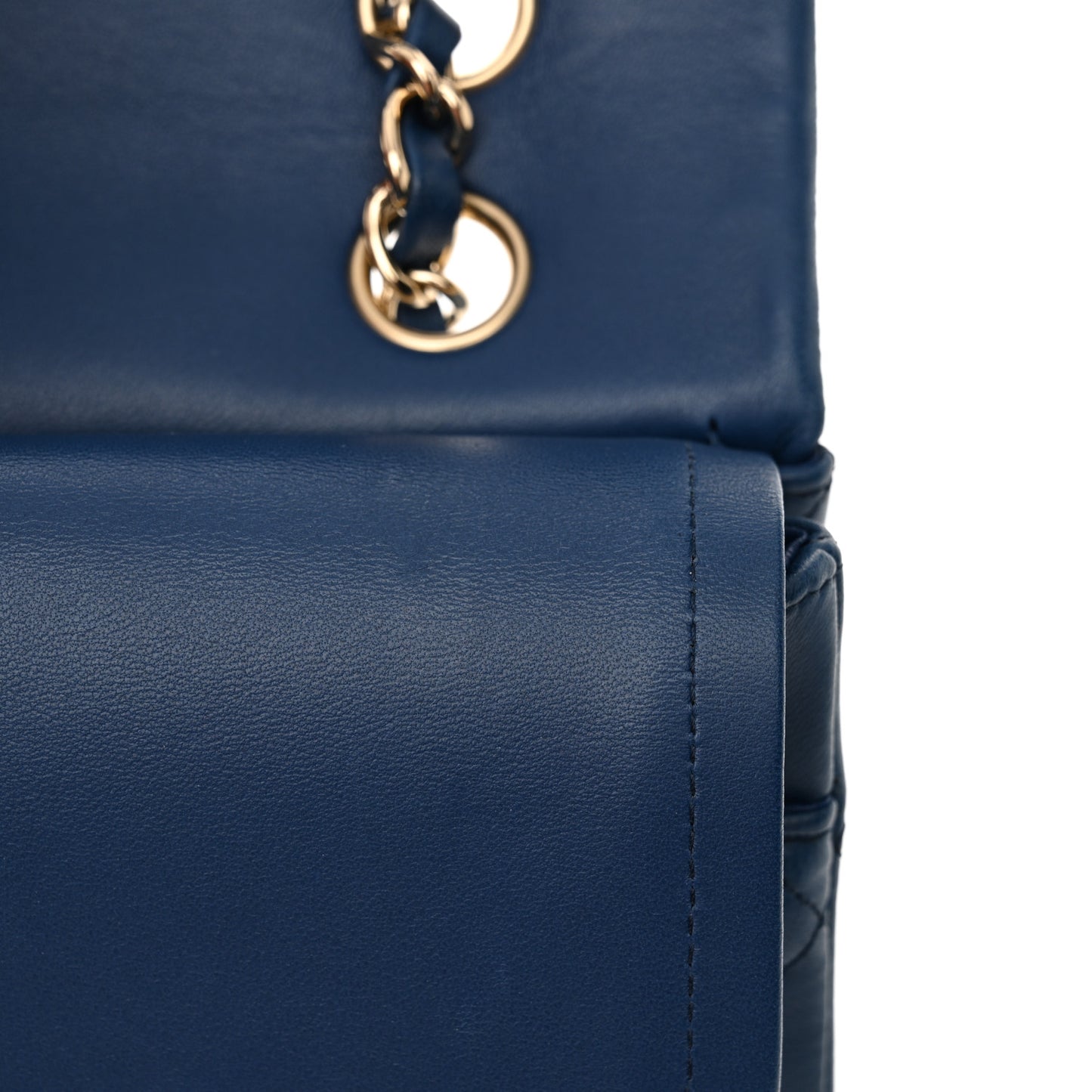 Lambskin Quilted Medium Double Flap Blue