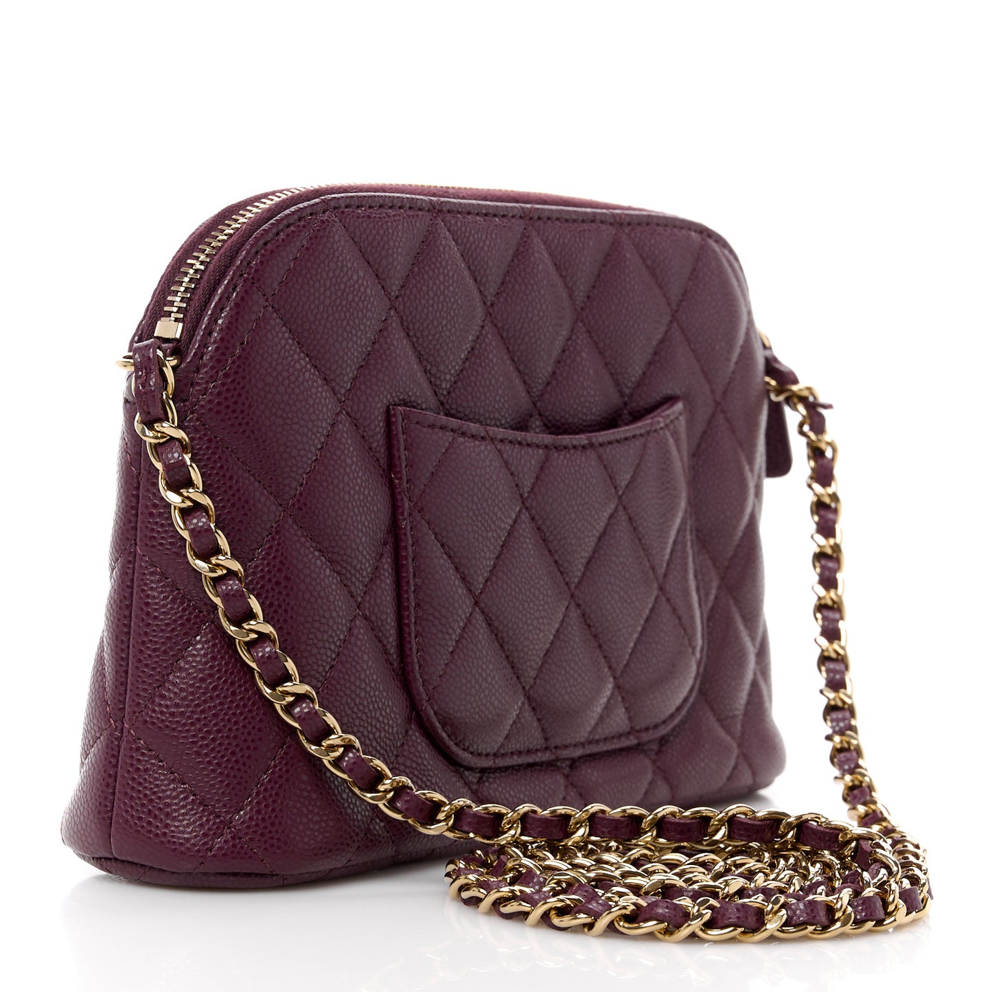 Caviar Quilted Classic Clutch With Chain Burgundy