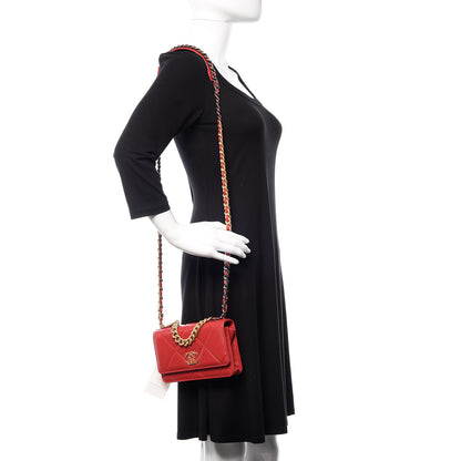 Chanel Goatskin Quilted 19 Wallet On Chain WOC Red 2 of 12