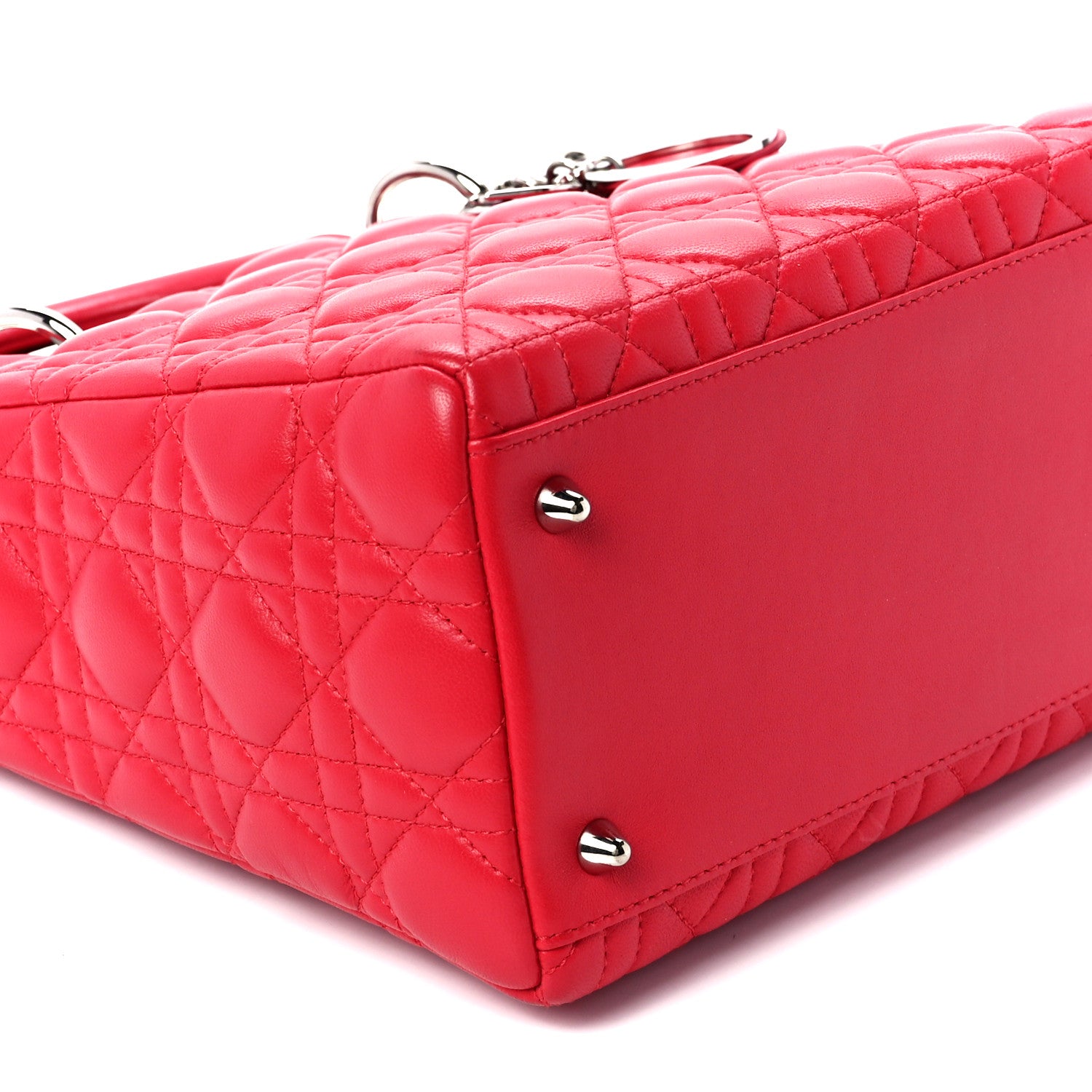 Christian Dior Lambskin Cannage Medium Lady Dior Red 10 of 11