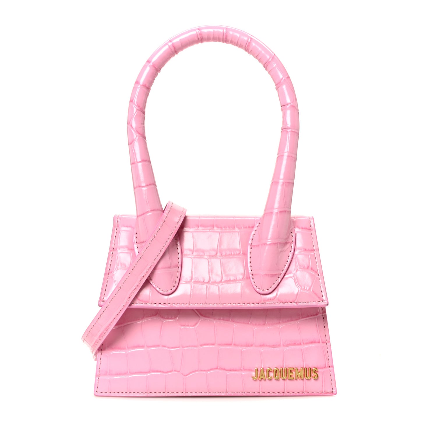Calfskin Crocodile Embossed Le Chiquito Moyen Pink