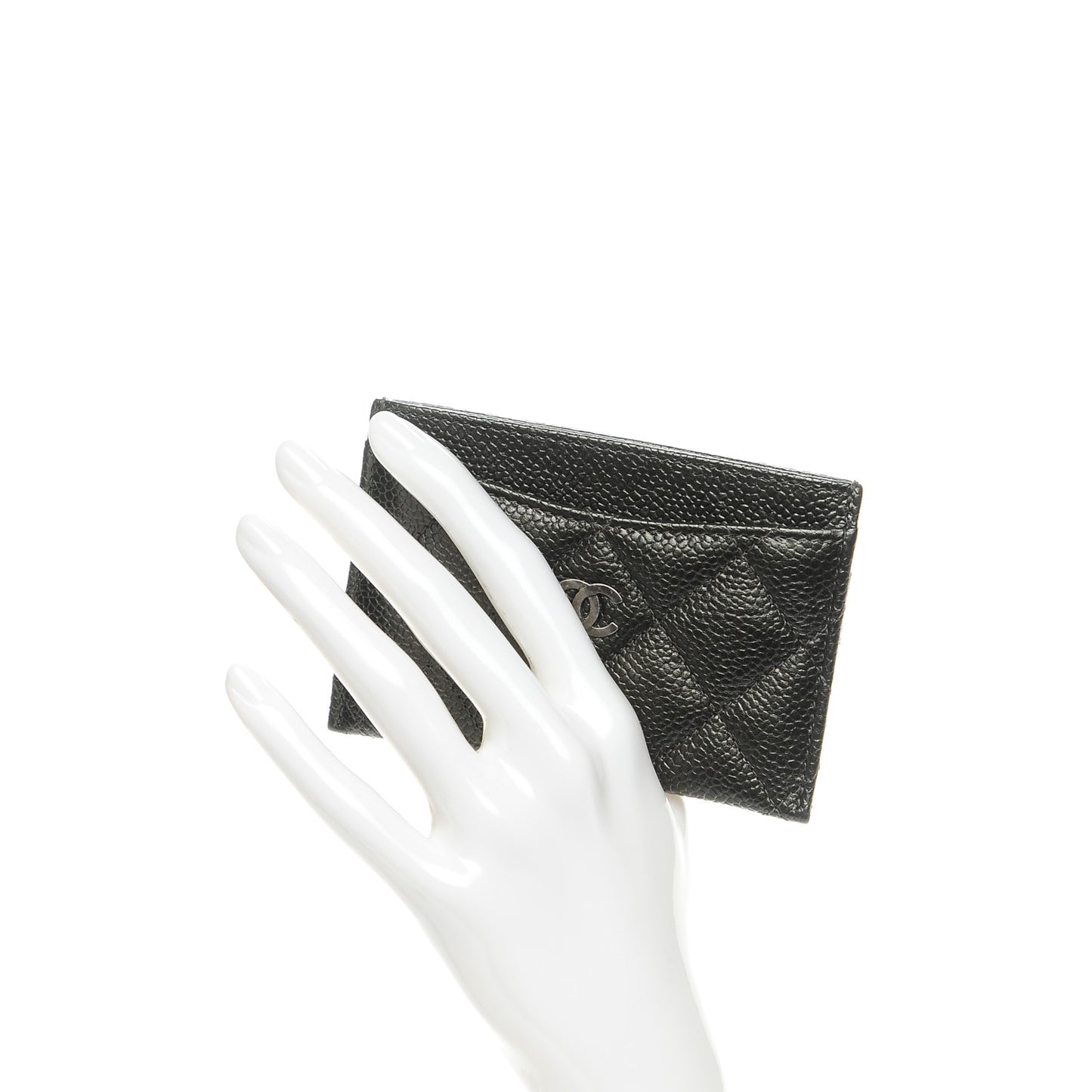 Caviar Quilted Card Holder Dark Charcoal