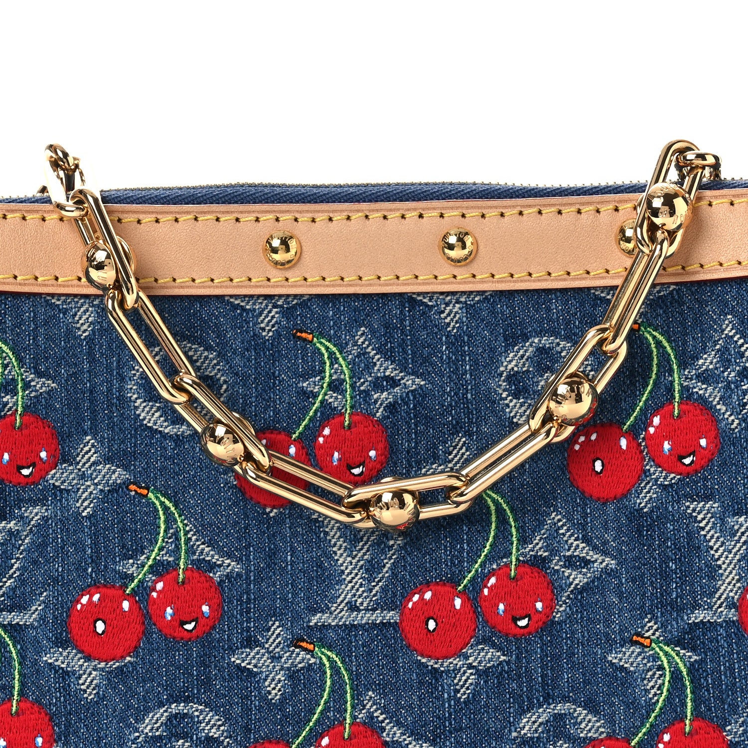 Louis Vuitton LV X TM Monogram Denim Cerises Pochette Accessories Blue 8 of 12