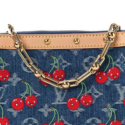 Louis Vuitton LV X TM Monogram Denim Cerises Pochette Accessories Blue 8 of 12