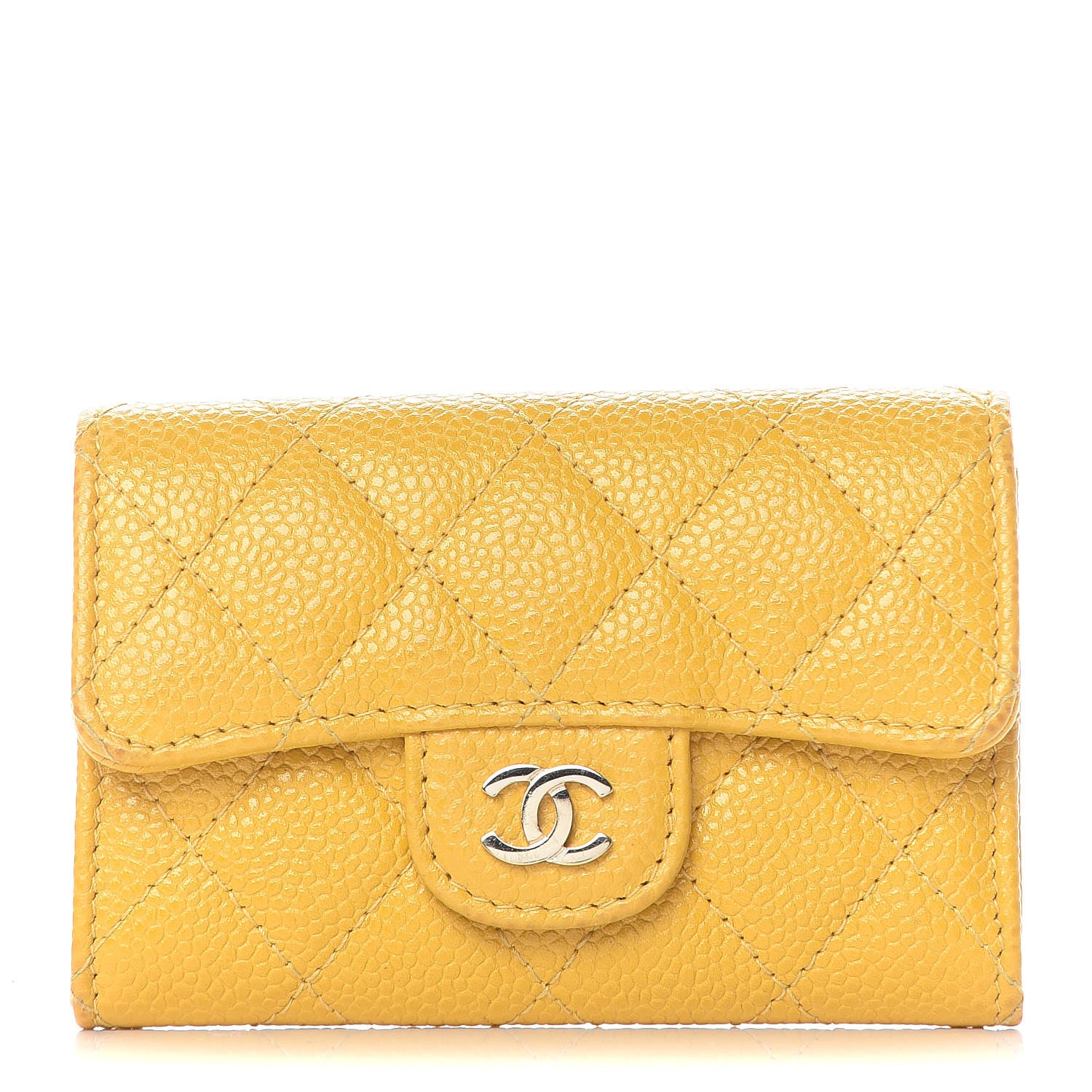 Chanel Caviar Quilted Flap Card Holder Yellow 1 of 11