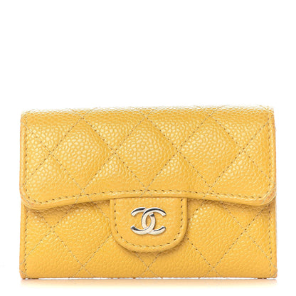 Chanel Caviar Quilted Flap Card Holder Yellow 1 of 11