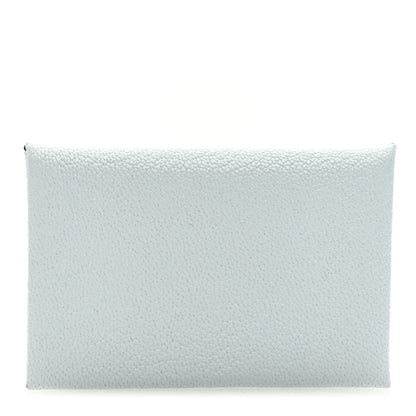 Hermes Chevre Mysore Verso Calvi Card Case Bleu Brume Brique 1 of 6