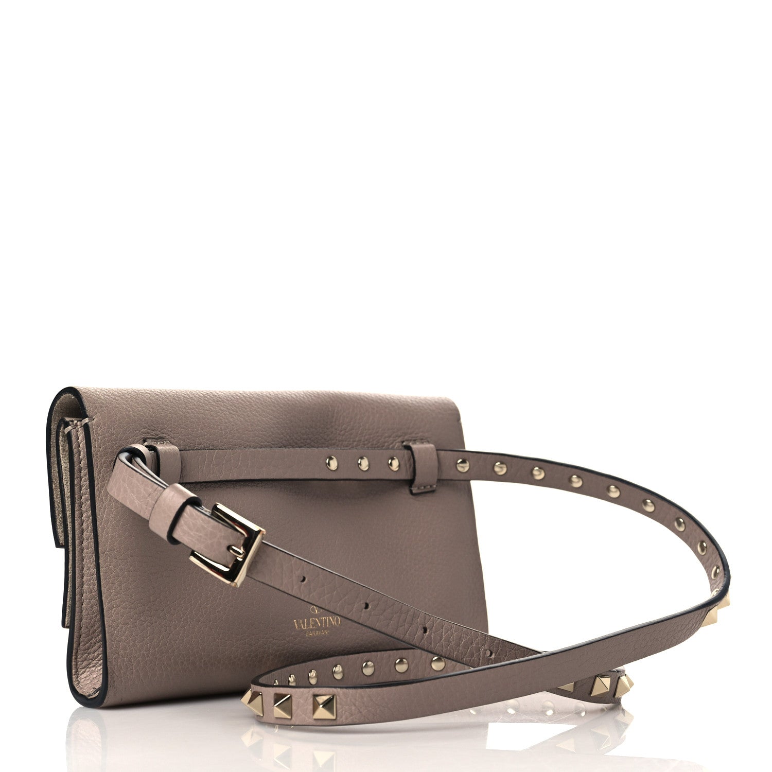 Valentino Garavani Grainy Calfskin Rockstud Double Flap Belt Bag Poudre 3 of 6