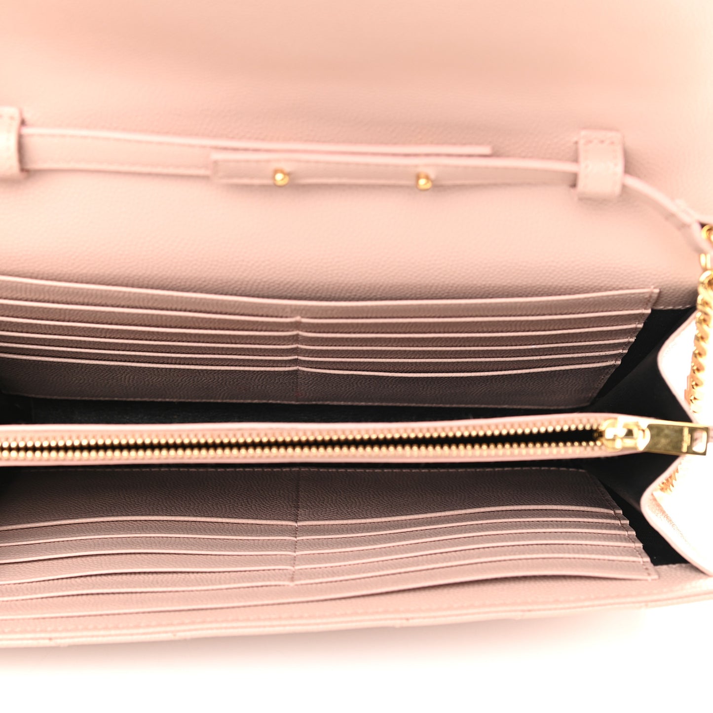 Grain De Poudre Matelasse Chevron Monogram Chain Wallet Pale Pink