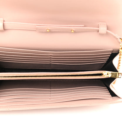 Saint Laurent Grain De Poudre Matelasse Chevron Monogram Chain Wallet Pale Pink 5 of 9