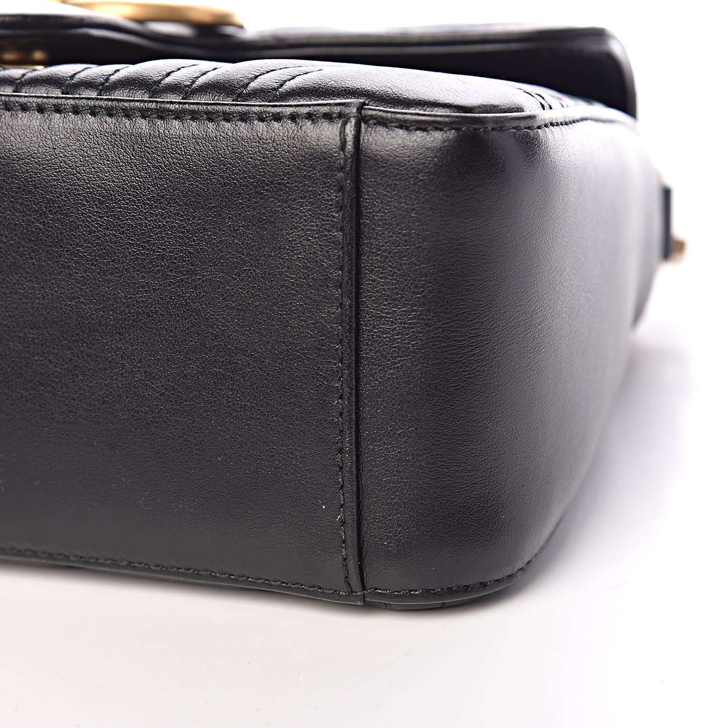 Gucci Calfskin Matelasse Mini GG Marmont Top Handle Shoulder Bag Black 9 of 10