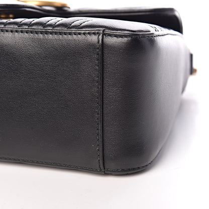 Gucci Calfskin Matelasse Mini GG Marmont Top Handle Shoulder Bag Black 9 of 10
