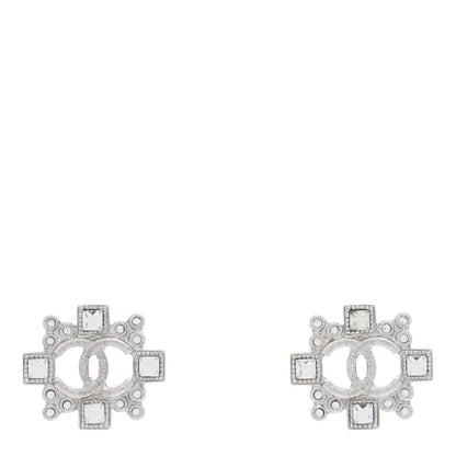 Chanel Swarovski Crystal CC Earrings Silver 1 of 4