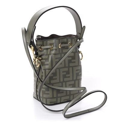 Fendi Calfskin F is Fendi FF 1974 Embossed Mini Mon Tresor Bucket Bag Moon 4 of 11