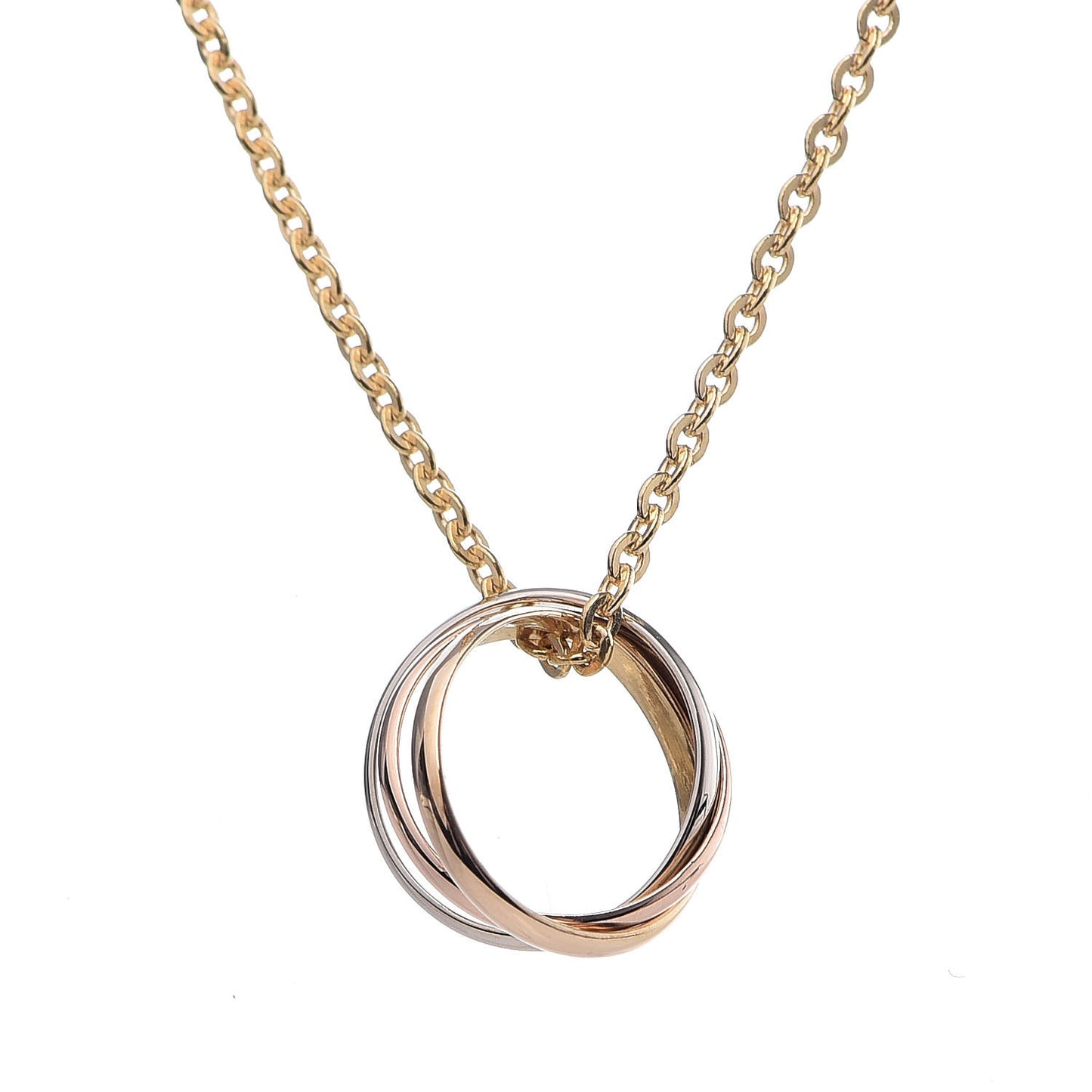 18K Pink Yellow White Gold Baby Trinity Pendant Necklace