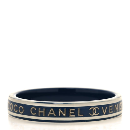 Chanel Resin Logo Bangle Bracelet White Blue 3 of 4