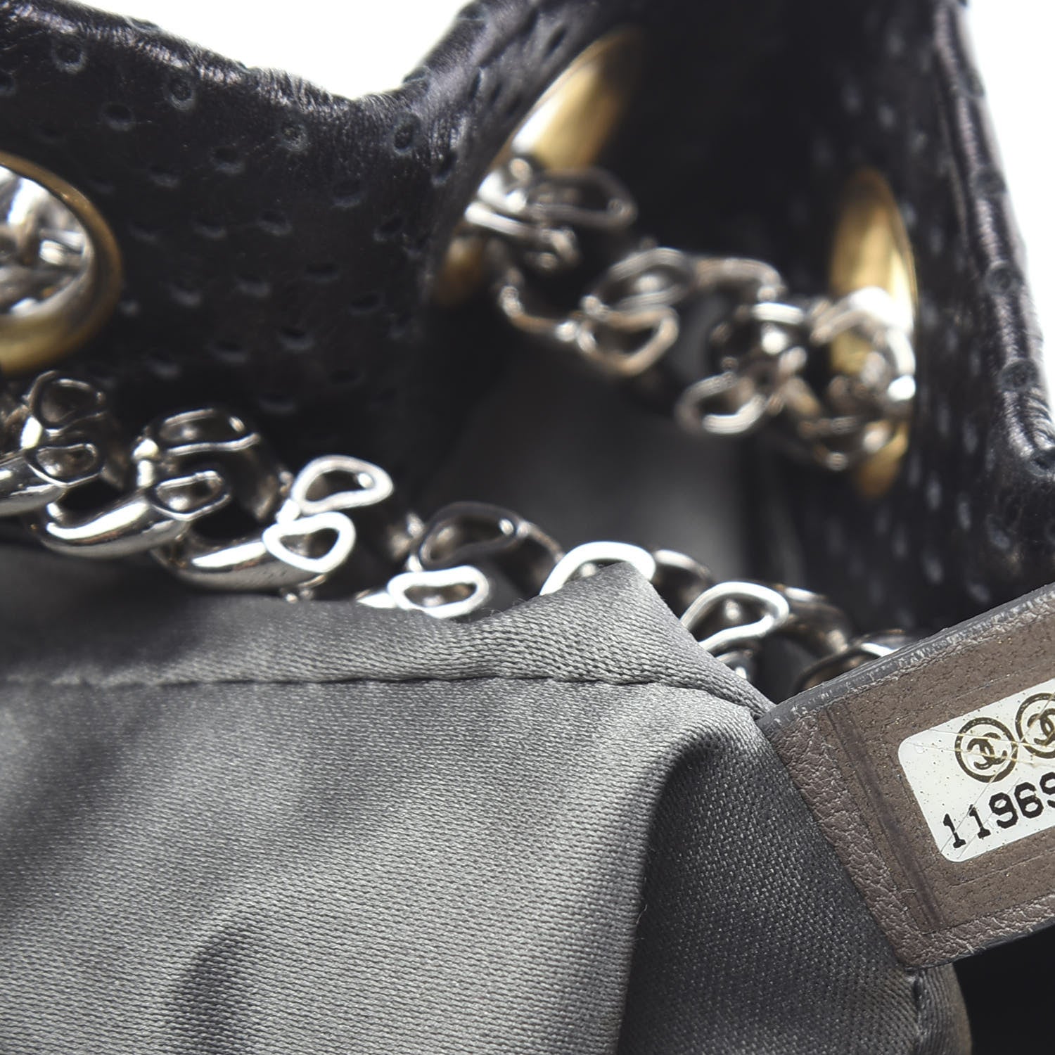 Chanel Metallic Calfskin Perforated Drill Accordion Flap Black 7 of 10