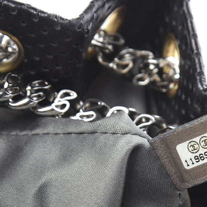 Chanel Metallic Calfskin Perforated Drill Accordion Flap Black 7 of 10