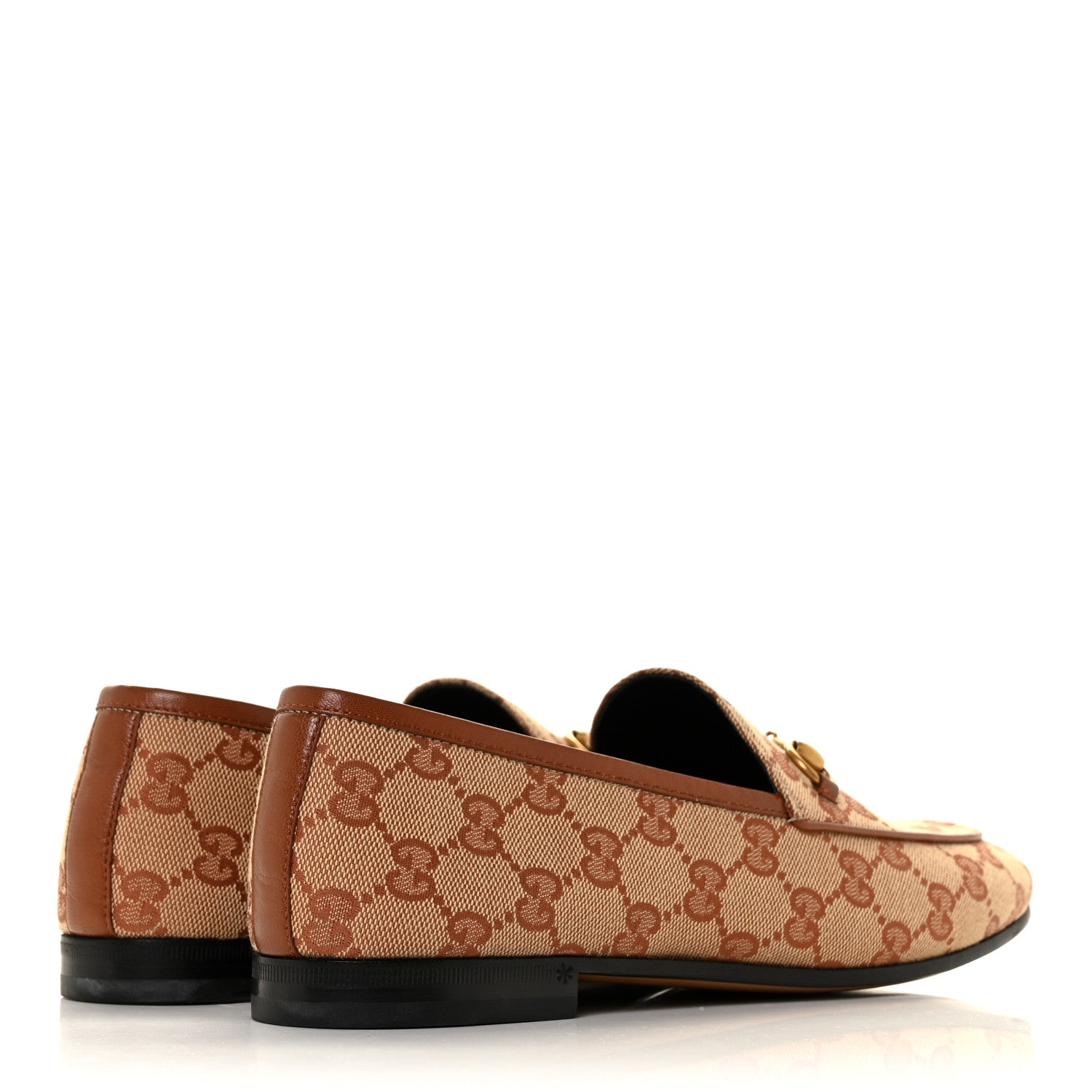 Gucci Canvas GG Monogram Horsebit Womens Jordaan Loafers 39.5 Beige Ruggine Rust 4 of 9