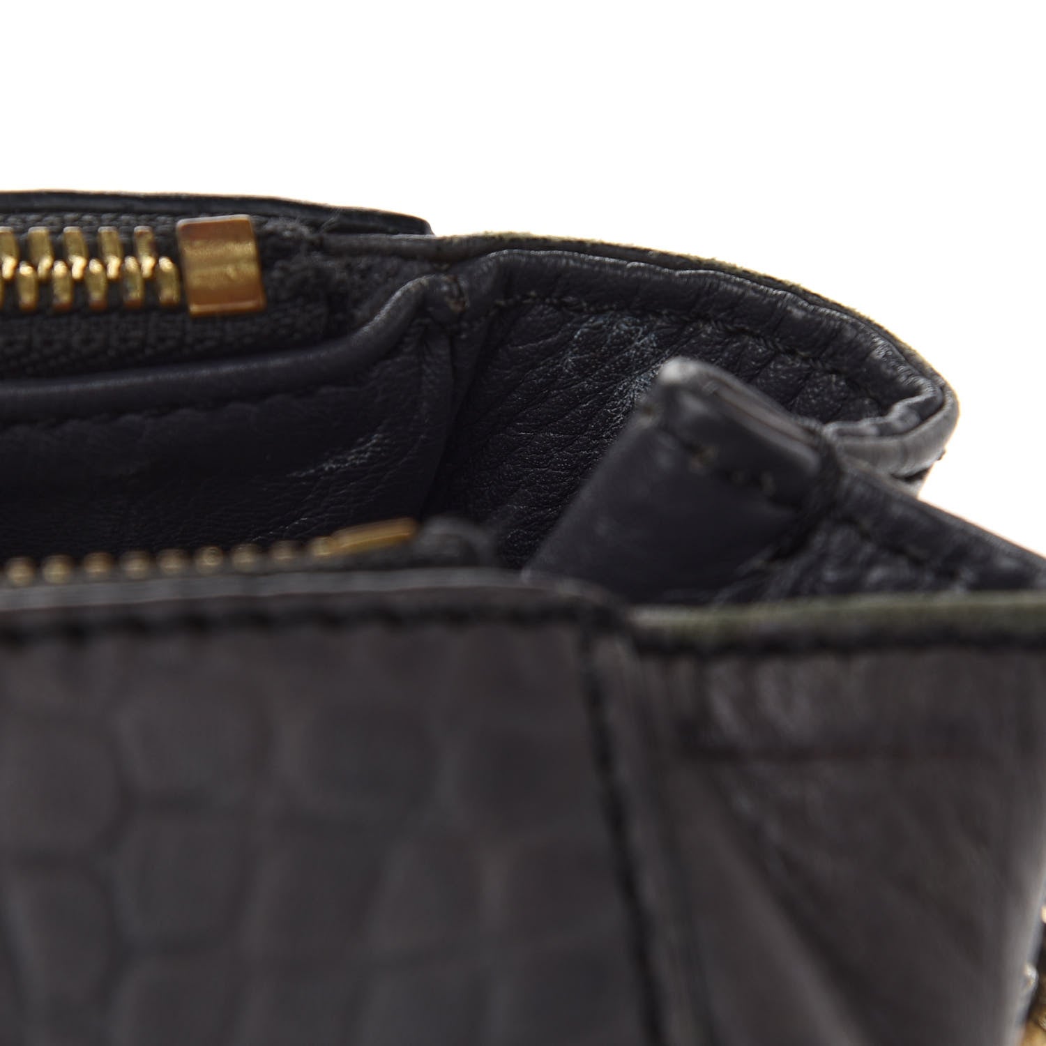 MCM Calfskin Crocodile Embossed Double Zip Tote Bag Grey 13 of 17