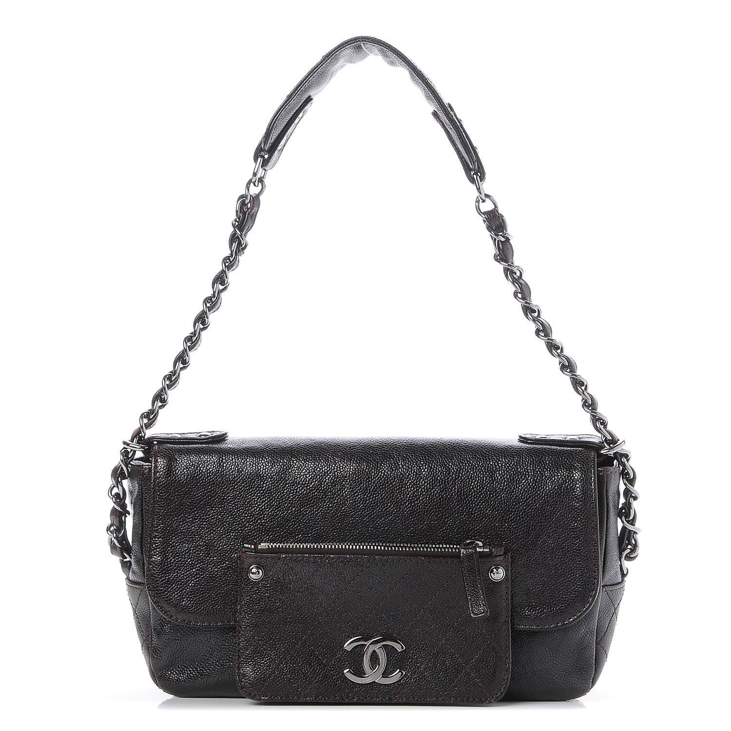 Chanel Glazed Caviar Small Pocket In The City Shoulder Bag Brown 1 of 8