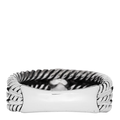 David Yurman Sterling Silver Diamond Freshwater Cultured Pearl Cable Crossover Ring 57 8 4 of 5