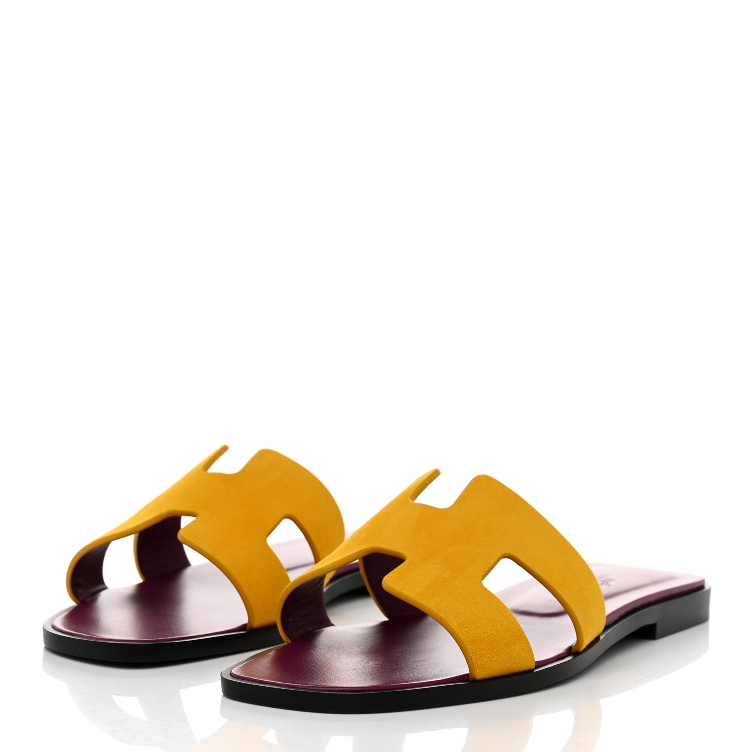 Hermes Suede Goatskin Oran Sandals 37 Jaune Topaze 37 Jaune Topaze 3 of 9