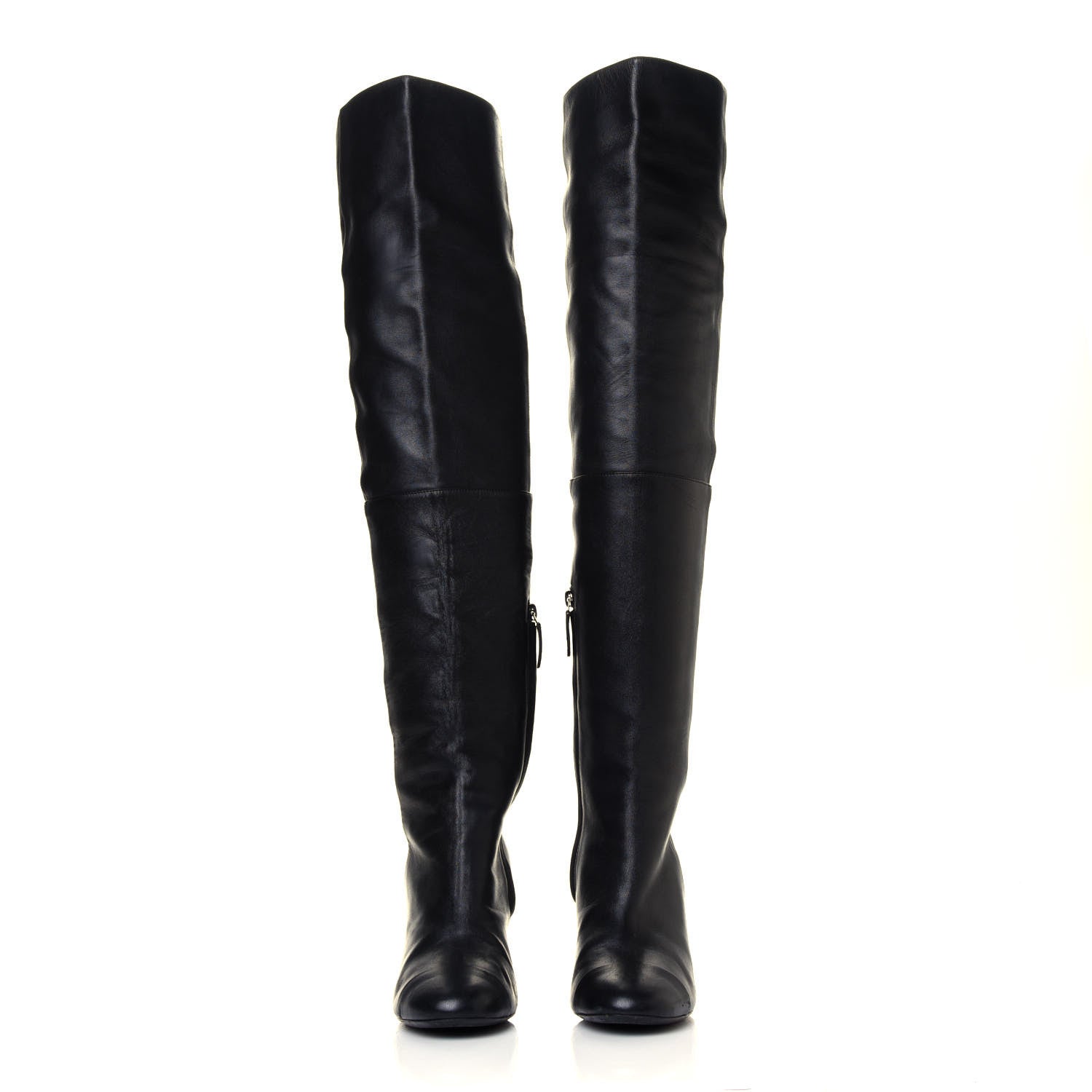 Chanel Calfskin CC Knee High Boots 37 Black 2 of 7