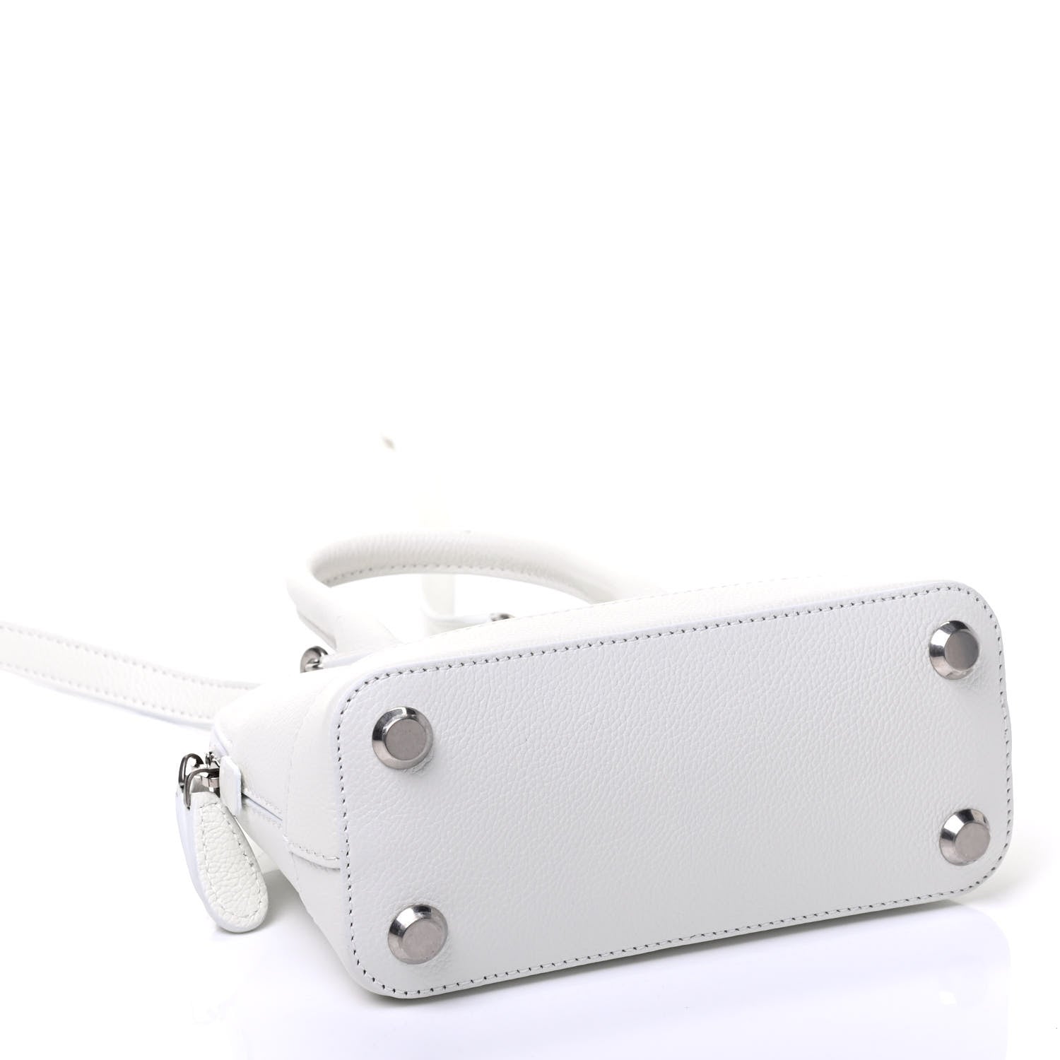 Balenciaga Grained Calfskin Logo XXS Ville Top Handle Bag White Fluo Pink 3 of 4