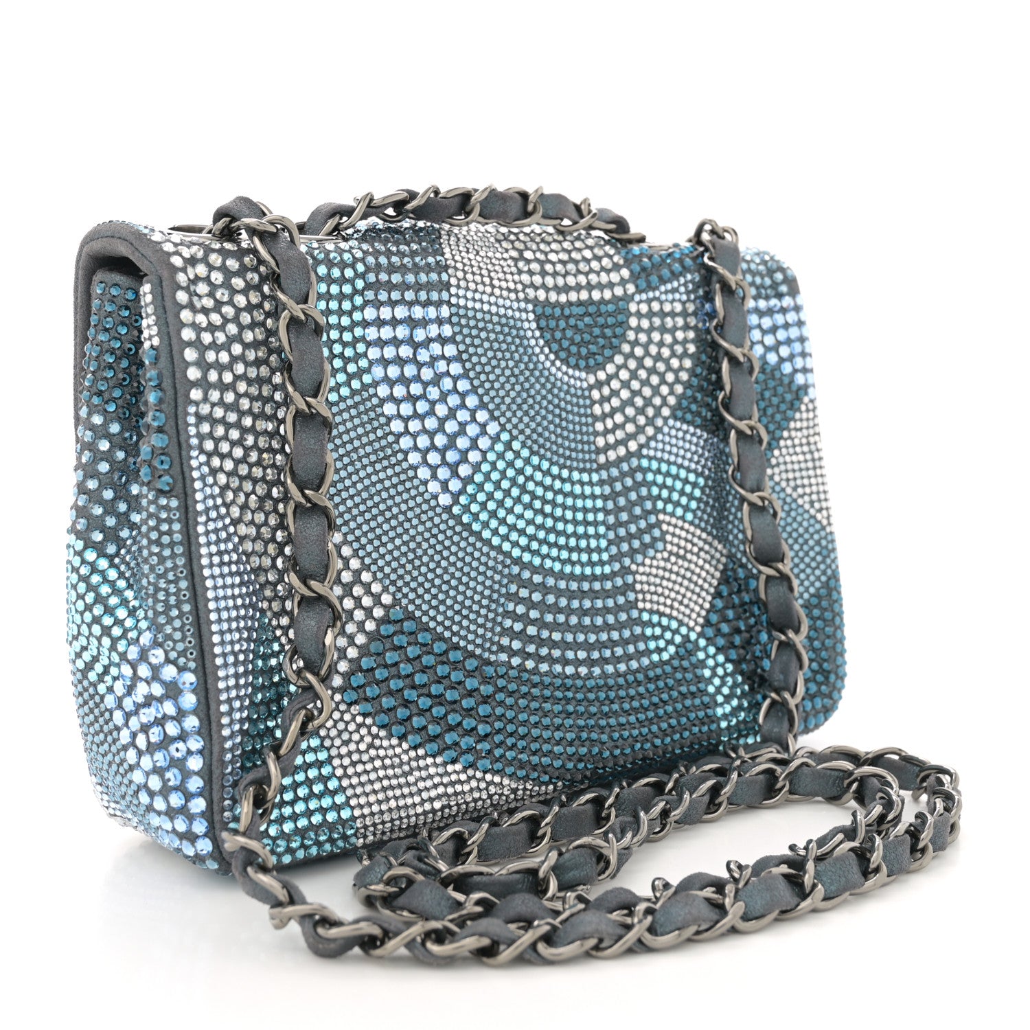 Chanel Iridescent Calfskin Strass Small Flap Blue 3 of 11