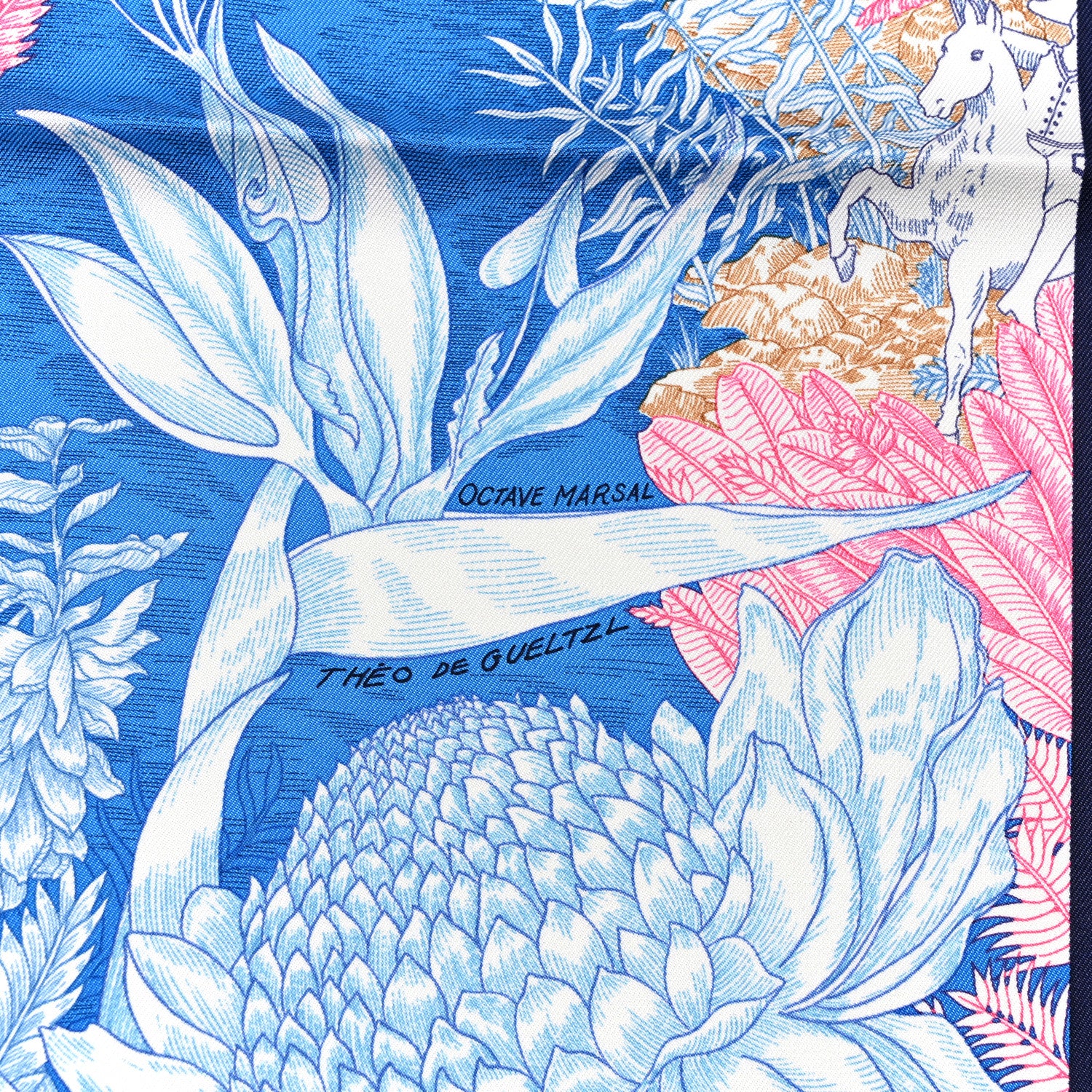 Hermes Silk Faubourg Tropical Scarf 90 Bleu Jean Vert Jaune Sofre 4 of 4