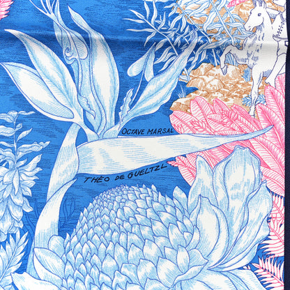 Hermes Silk Faubourg Tropical Scarf 90 Bleu Jean Vert Jaune Sofre 4 of 4
