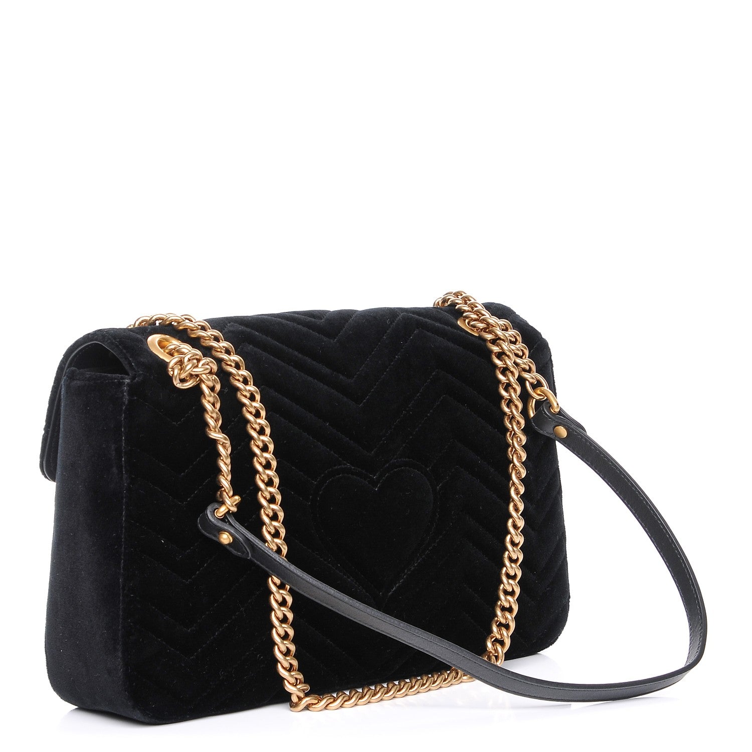 Gucci Velvet Matelasse Loved Embroidered Medium GG Marmont Shoulder Bag Black 3 of 8