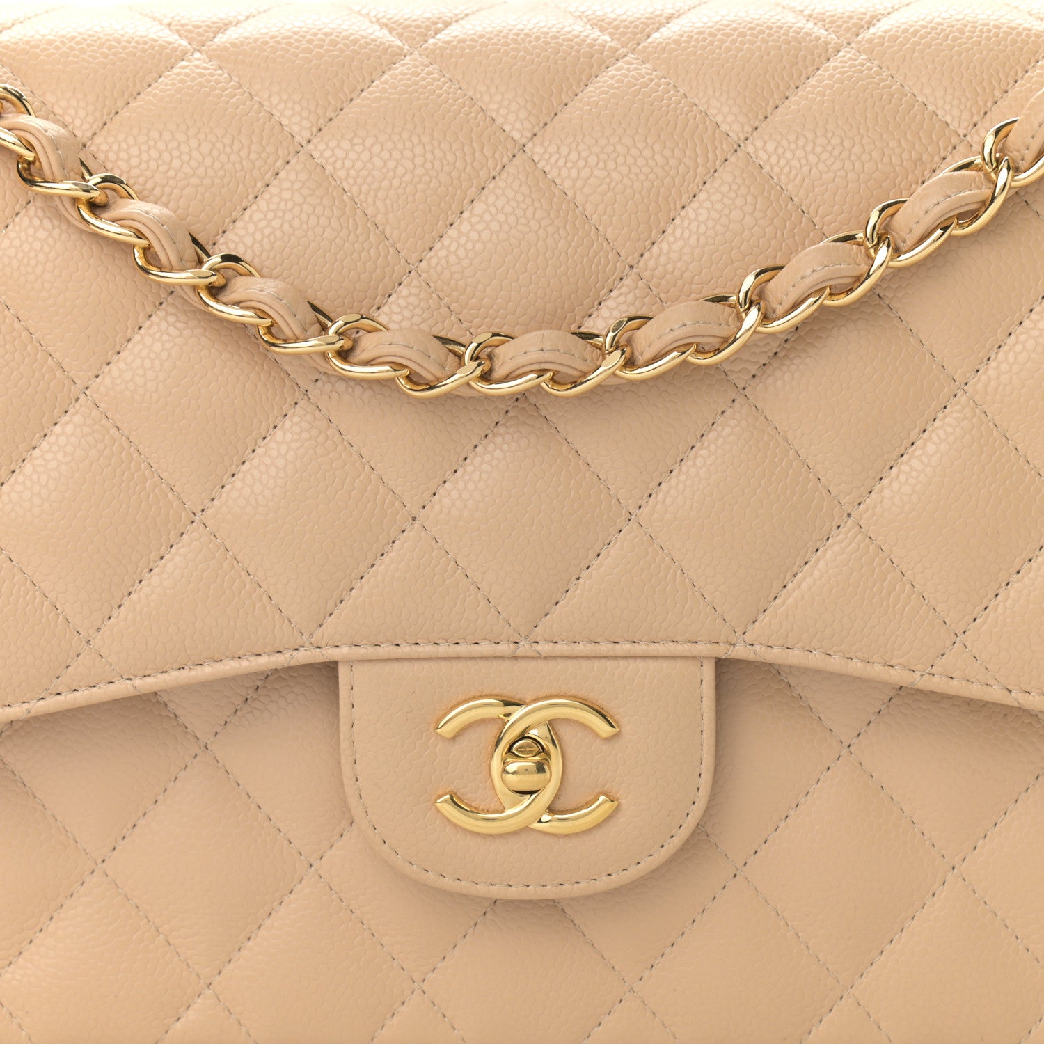 Chanel Caviar Quilted Jumbo Double Flap Beige 8 of 13