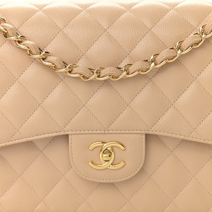 Chanel Caviar Quilted Jumbo Double Flap Beige 8 of 13