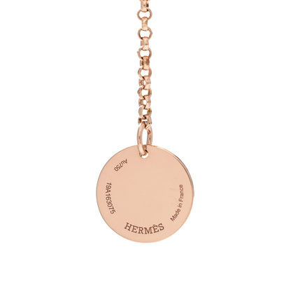 Hermes 18K Rose Gold Diamond PM Ex-Libris Pendant Necklace 4 of 5