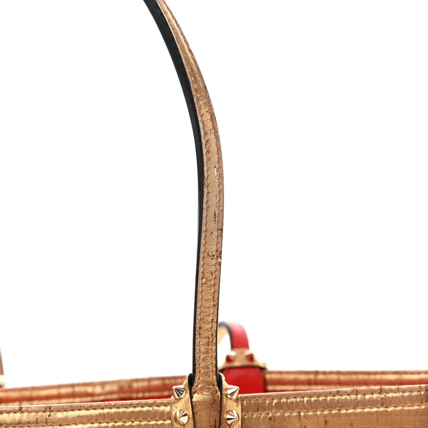 Christian Louboutin Calfskin Liege Pepite Cork Spikes East West Cabata Tote Snow 15 of 15