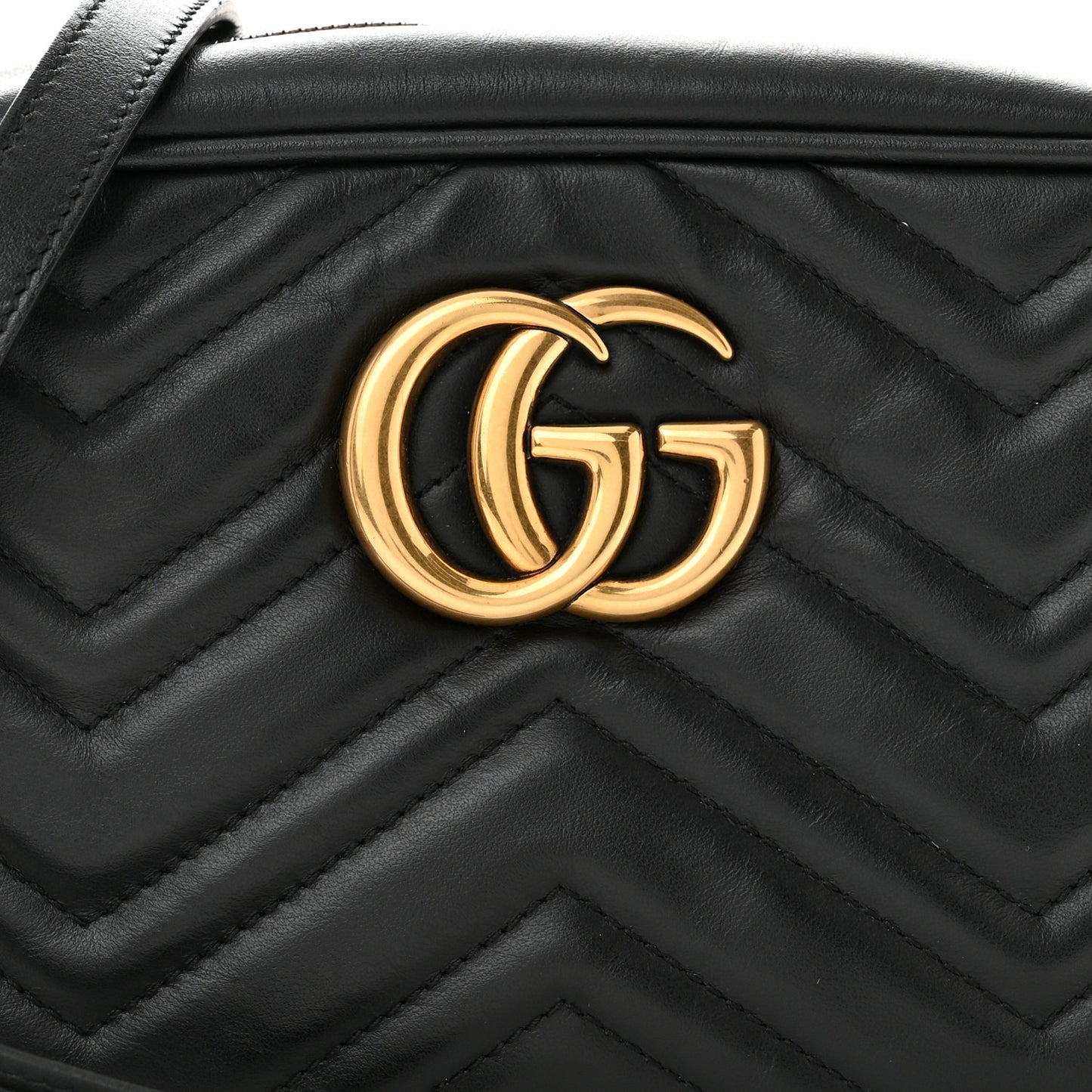 Calfskin Matelasse Small GG Marmont Chain Shoulder Bag Black