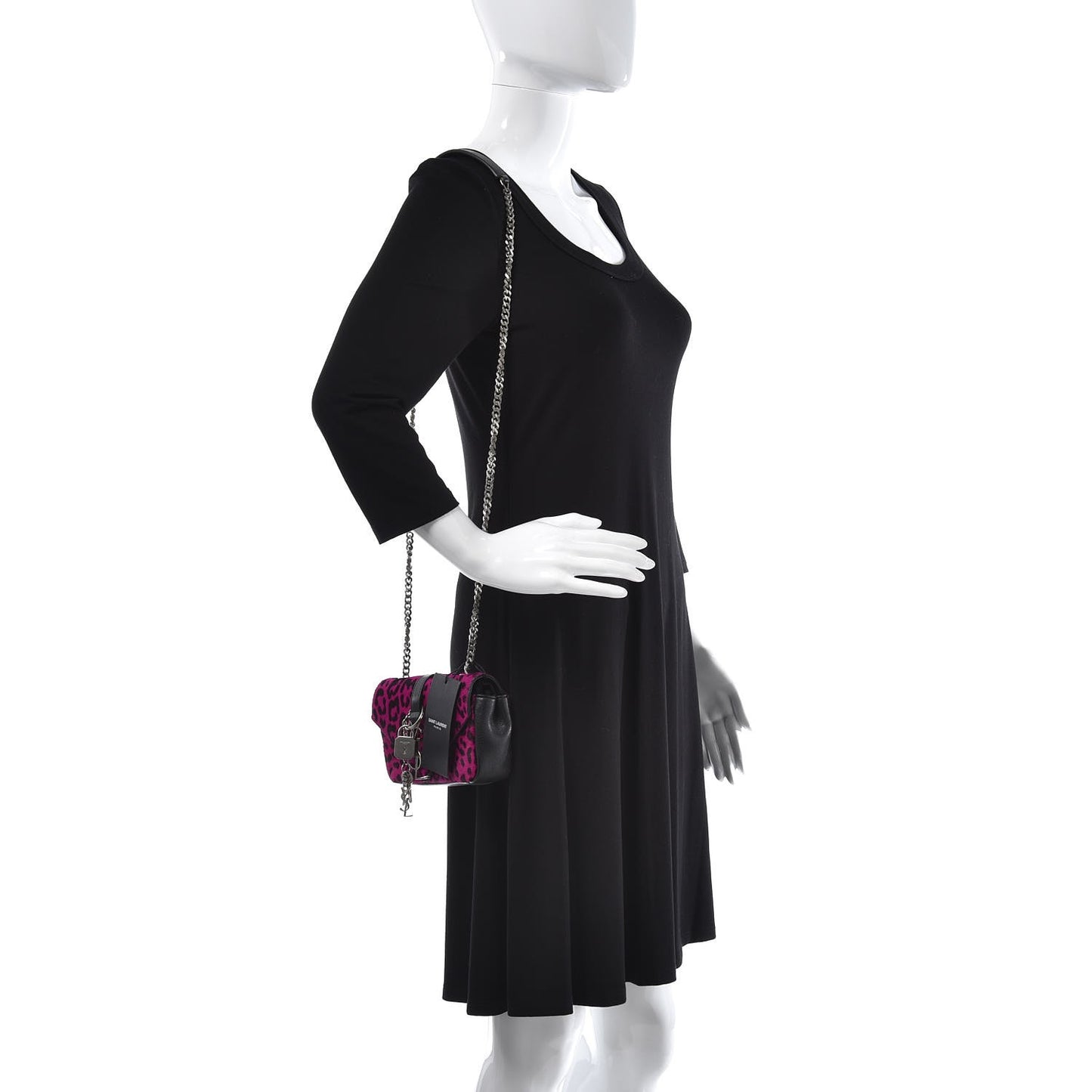 Pony Hair Calfskin Monogram Leopard Print Baby Punk Chain Bag Purple