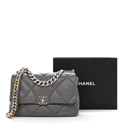 Chanel Lambskin Quilted Large Chanel 19 Flap Grey 11 of 11