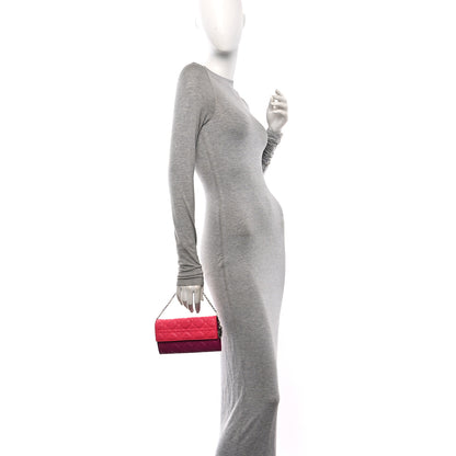 Christian Dior Lambskin Cannage Bi-Color Lady Dior Rendezvous Wallet On Chain Toxic Purple Pink 2 of 13
