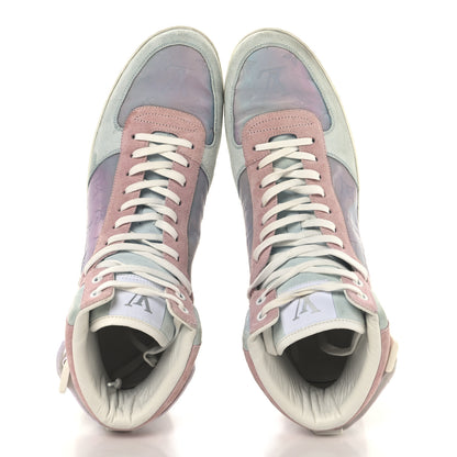 Louis Vuitton Calfskin Suede Monogram Mens Rivoli High Top Sneakers 10 White Multicolor 2 of 9
