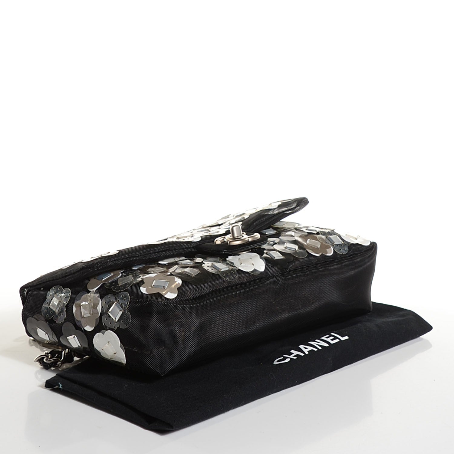 Chanel Nylon Camellia Medium Flap Black 4 of 8