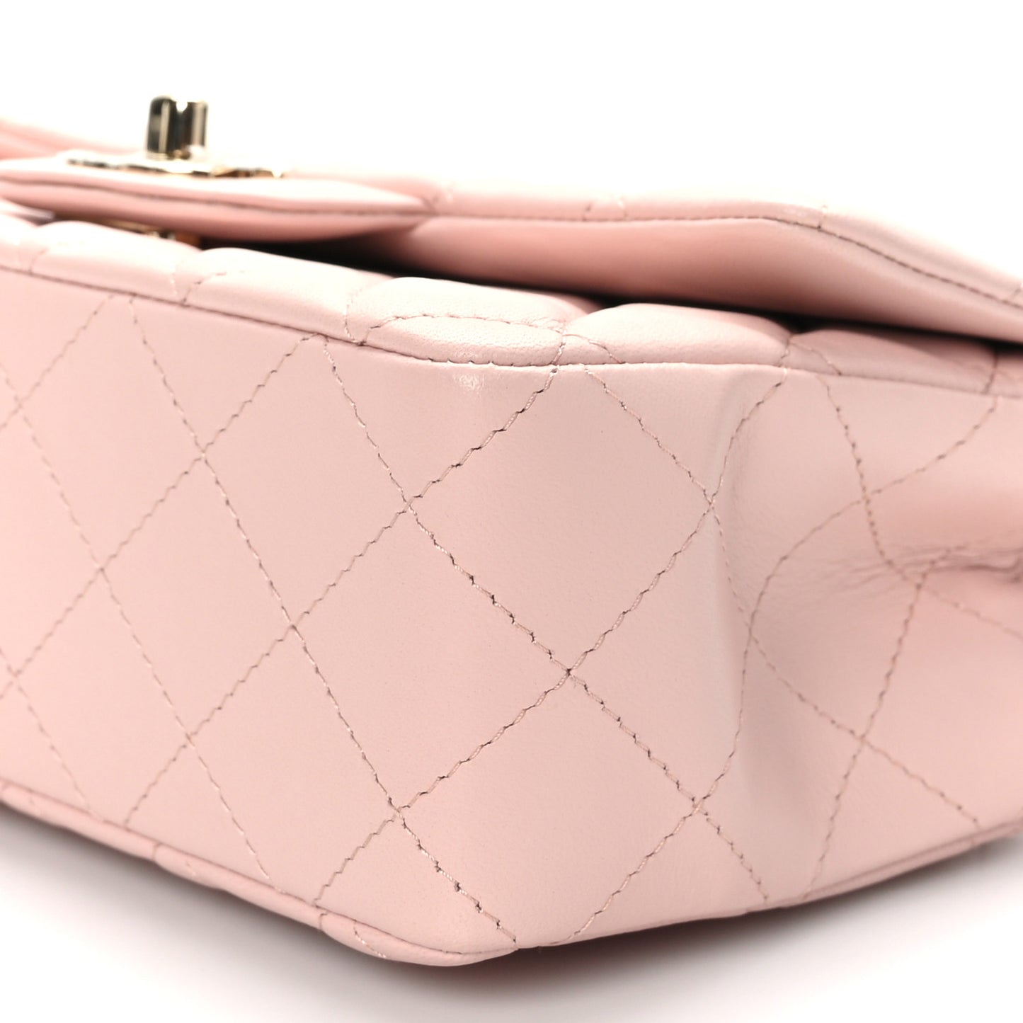 Lambskin Quilted Mini Rectangular Flap Light Pink