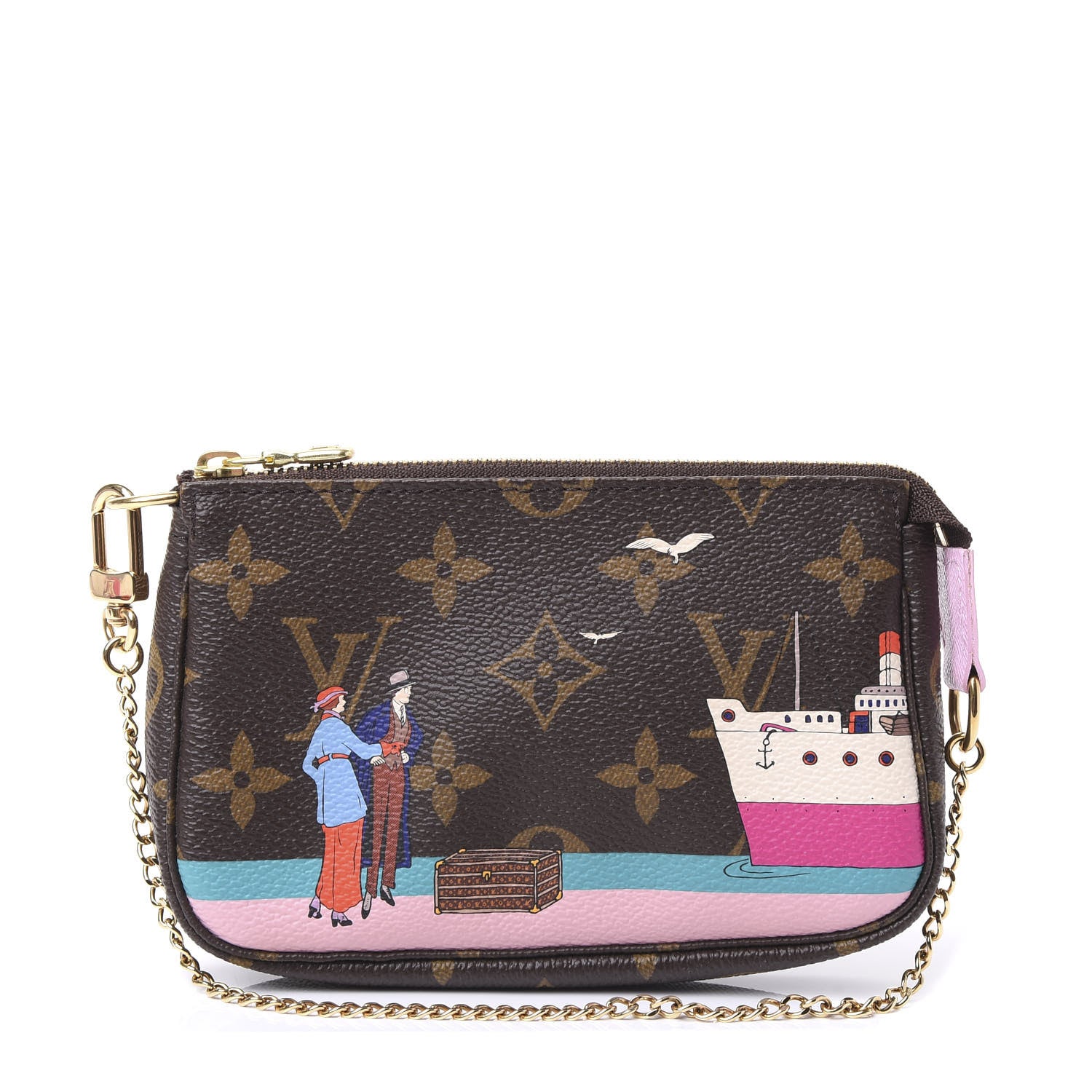 Louis Vuitton Monogram 2016 Christmas Animation Mini Pochette Accessories Rose Ballerine 1 of 10