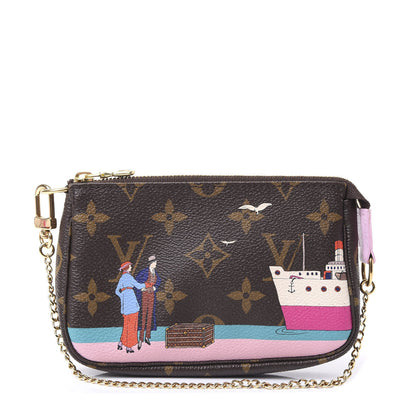 Louis Vuitton Monogram 2016 Christmas Animation Mini Pochette Accessories Rose Ballerine 1 of 10