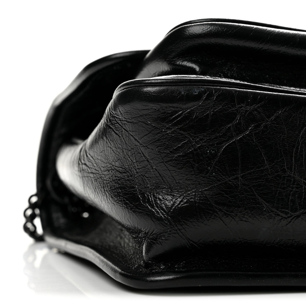 Crinkled Lambskin Matelasse Monogram Baby Niki Chain Satchel Black