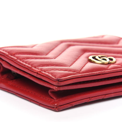 Gucci Calfskin Matelasse GG Marmont Card Case Wallet Hibiscus Red 11 of 19